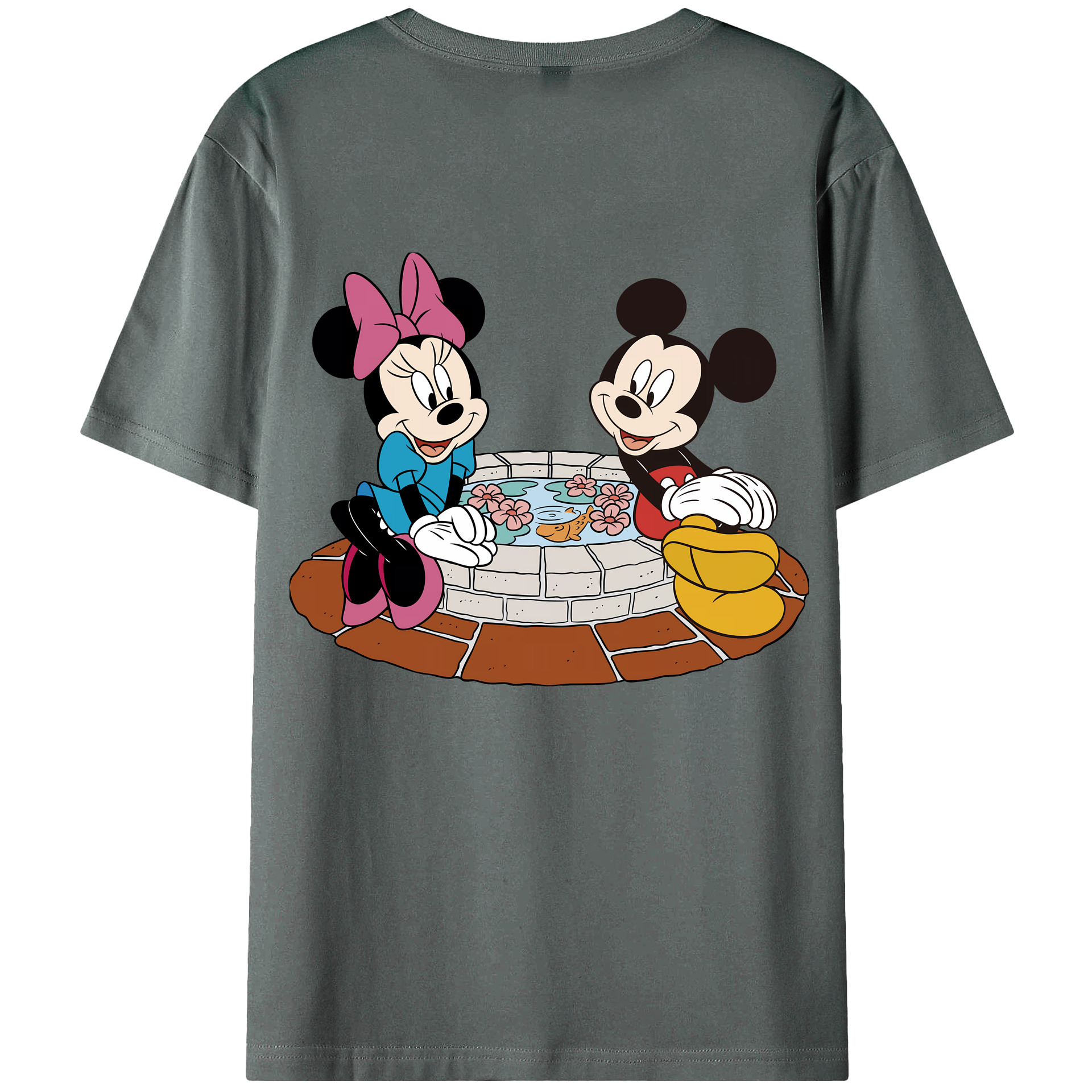 （画像用） ミッキーマウス Mickey Mouse 綿100％ メンズ半袖Tシャツ（バックプリント） 通気性